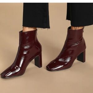 So Me patent Leather Heeled Booties Square toe